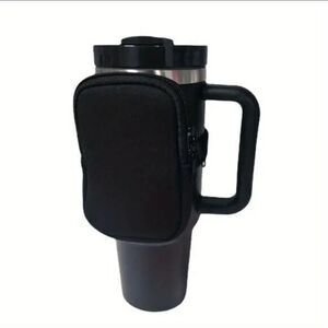 Water Bottle/Tumbler Pouch with Zipper Black‎